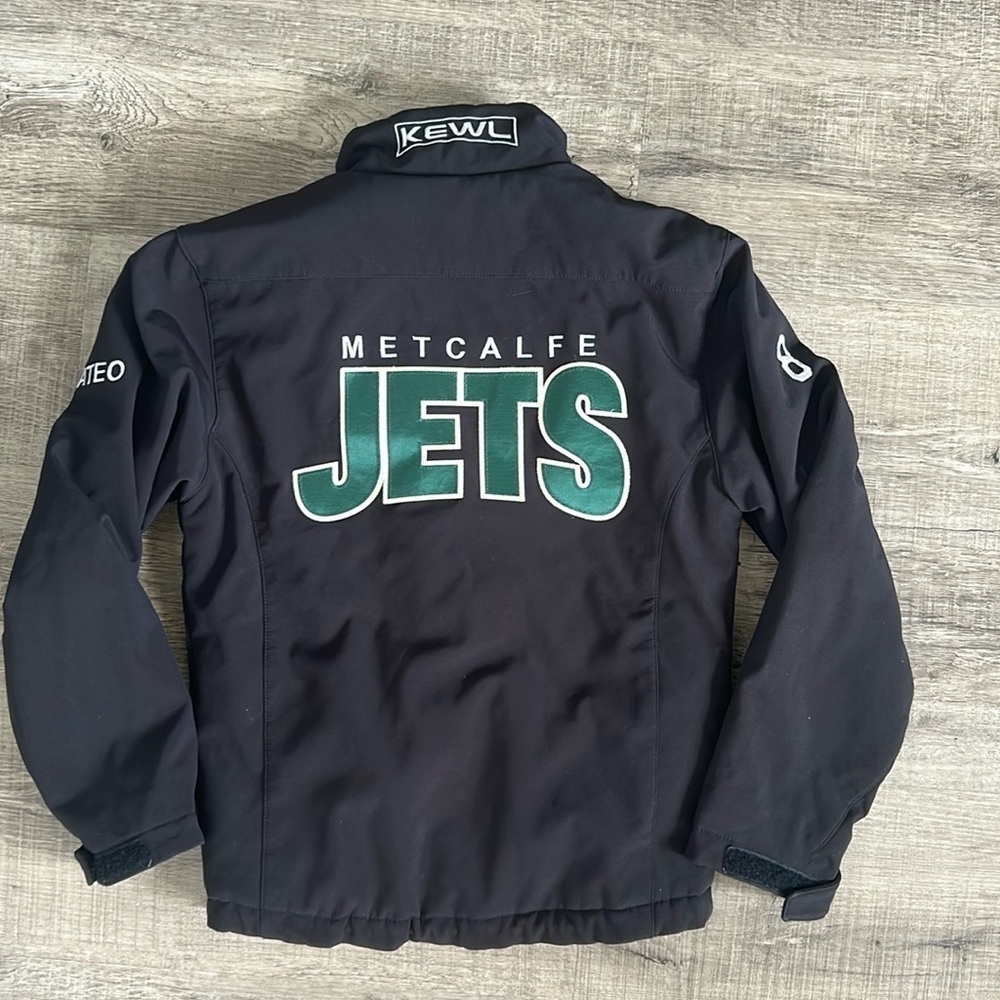 KEWL Metcalfe Jets Hockey Club  Boys Lined Padded Moto Jacket Full Zip Black S